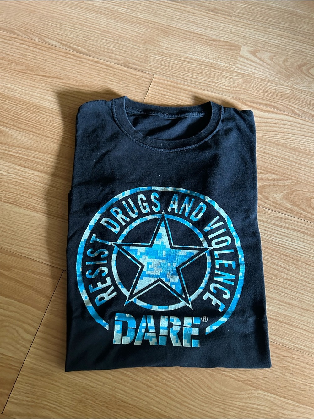 D.A.R.E Bright Blue Logo Black Short Sleeve Tee